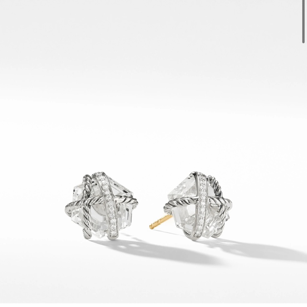 David yurman Cable Wrap Stud Earrings with Crystal and Pavé Diamonds